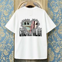 定価2万★christian milada・ミラノ発・半袖Tシャツ★綿100％ 薄手 通気吸汗 個性 ハート柄 ロゴ オシャレ カジュアル 普段着 夏 M/46_画像1