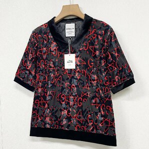 個性ヨーロッパ製※定価2万◆ブルガリア発※RISELIN 半袖Tシャツ 薄手 通気 艶 総柄 透け感 トップス レトロ カジュアル レディース Lの画像9