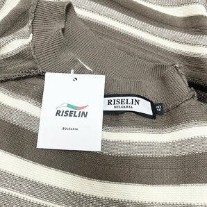 定番ヨーロッパ製※定価3万◆ブルガリア発※RISELIN 半袖Tシャツ 上品 ウール混 通気 ストライプ 切替 サマーニット ゆったり 夏 2XL/52の画像10