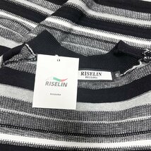 人気ヨーロッパ製※定価3万◆ブルガリア発※RISELIN 半袖Tシャツ 上品 ウール混 通気 ストライプ 切替 サマーニット ゆったり 夏 XL/50_画像10