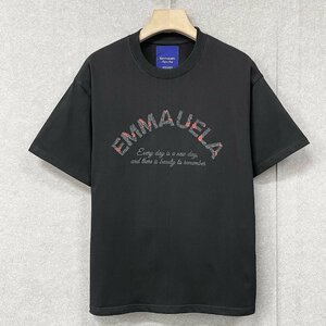 個性・半袖Tシャツ 定価2万◆Emmauela・イタリア・ミラノ発◆コットン100％ 速乾 吸汗 薄手 バラ ロゴ カットソー 定番 男女兼用 M/46