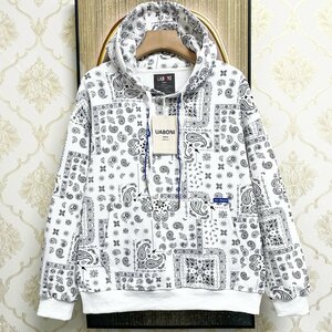 人気EU製＆定価4万◆UABONI*Paris*パーカー*ユアボニ*パリ発◆スーピマ綿 薄手 ICT カシューナッツ柄 フーディジャケット トレーナー XL/50