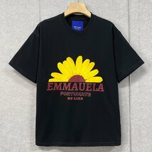 上品・半袖Tシャツ 定価2万◆Emmauela・イタリア・ミラノ発◆コットン100％ 快適 高級 通気 おしゃれ 菊 スウェット カットソー トップス52_画像1