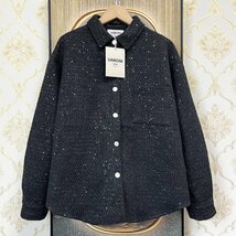 高級EU製＆定価5万◆UABONI*Paris*ジャケット*ユアボニ*パリ発◆上品 薄手 通気吸湿 頑丈 煌めき 無地 スパンコール アウター 春秋 XL/50_画像1