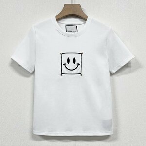 新作ヨーロッパ製※定価2万◆ブルガリア発※RISELIN 半袖Tシャツ 通気 ソフト 吸汗 刺 笑顔 カットソー 着せ カジュアル レディース L