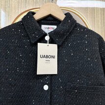 高級EU製＆定価5万◆UABONI*Paris*ジャケット*ユアボニ*パリ発◆上品 薄手 通気吸湿 頑丈 煌めき 無地 スパンコール アウター 春秋 XL/50_画像4