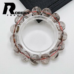 高級 EU製 定価7万円★ROBEAN・グリーントルマリンルチルクォーツ★ブレスレット パワーストーン 天然石 綺麗 14.3-15mm 1001G1223