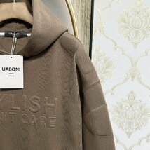 高級EU製＆定価4万◆UABONI*Paris*パーカー*ユアボニ*パリ発◆上質 快適 オシャレ 英字 カットソー プルオーバー スウェット 個性 日常 M_画像6