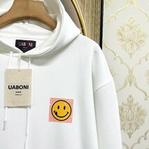 個性EU製＆定価4万◆UABONI*Paris*パーカー*ユアボニ*パリ発◆コットン 柔らかい ストレッチ お洒落 笑顔 ユニセックス 春 スウェット M/46_画像6