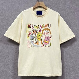 個性・半袖Tシャツ 定価2万◆Emmauela・イタリア・ミラノ発◆コットン100％ 薄手 通気 人気 カラフル 手描き風 遊び心 男女兼用 2XL/52