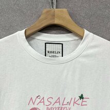 最上級ヨーロッパ製※定価2万◆ブルガリア発※RISELIN 半袖Tシャツ 通気 快適 吸汗 可愛い 花柄 蝶 トップス スウェット キレイめ 夏 M/46_画像4