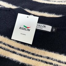 定番ヨーロッパ製※定価5万◆ブルガリア発※RISELIN セーター ミンク/カシミヤ混 上質 ソフト 防寒 ニット ボーダー柄 秋冬 レディース M_画像8