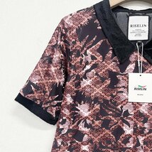 上級ヨーロッパ製※定価2万◆ブルガリア発※RISELIN 半袖Tシャツ 薄手 快適 艶 個性 総柄 透かし レトロ感 トップス レディース XL/50_画像5