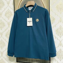 ★★高級EU製＆定価4万◆UABONI*Paris*POLOシャツ*ユアボニ*パリ発◆高級リネン/麻生地 薄手 長袖 ポロシャツ クラウン ゴルフ2XL/52サイズ_画像5