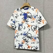 人気・半袖Tシャツ 定価2万◆Emmauela・イタリア・ミラノ発◆上級 柔らかい ストレッチ 落書き風 トップス アメカジ ストリート 個性 M/46_画像8