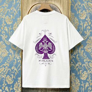 定価2万★christian milada・ミラノ発・半袖Tシャツ★高級 綿100％ 快適 薄手 通気 ロゴ 個性 トップス プルオーバー 日常 男女兼用 M/46