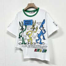 個性ヨーロッパ製※定価2万◆ブルガリア発※RISELIN 半袖Tシャツ 薄手 ゆったり ダメージ加工 ウサギ カットソー アシンメトリー 街着 L/48_画像10