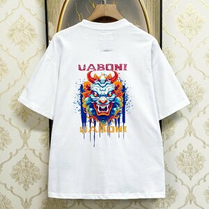 個性EU製＆定価2万◆UABONI*Paris*半袖Tシャツ*ユアボニ*パリ発◆コットン100％ 人気 通気 吸汗 遊び心 カットソー ストリート 夏 2XL/52