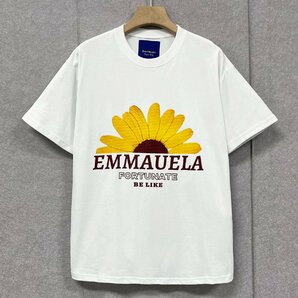 人気・半袖Tシャツ 定価2万◆Emmauela・イタリア・ミラノ発◆コットン100％ 快適 高級 通気 おしゃれ 菊 スウェット カットソー トップス Mの画像1