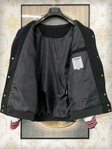 最高級EU製＆定価8万◆UABONI*Paris*スタジャン*ユアボニ*パリ発◆高級カシミヤ 個性 お洒落 英字柄 ジャケット ブルゾン 大きめ 日常着 XL_画像3