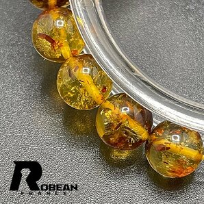 絶賛 EU製 定価5万円★ROBEAN・ゴールデンアンバー・琥珀★ブレスレット パワーストーン 天然石 綺麗 お守り 8.7-9.3mm 1008J066の画像6