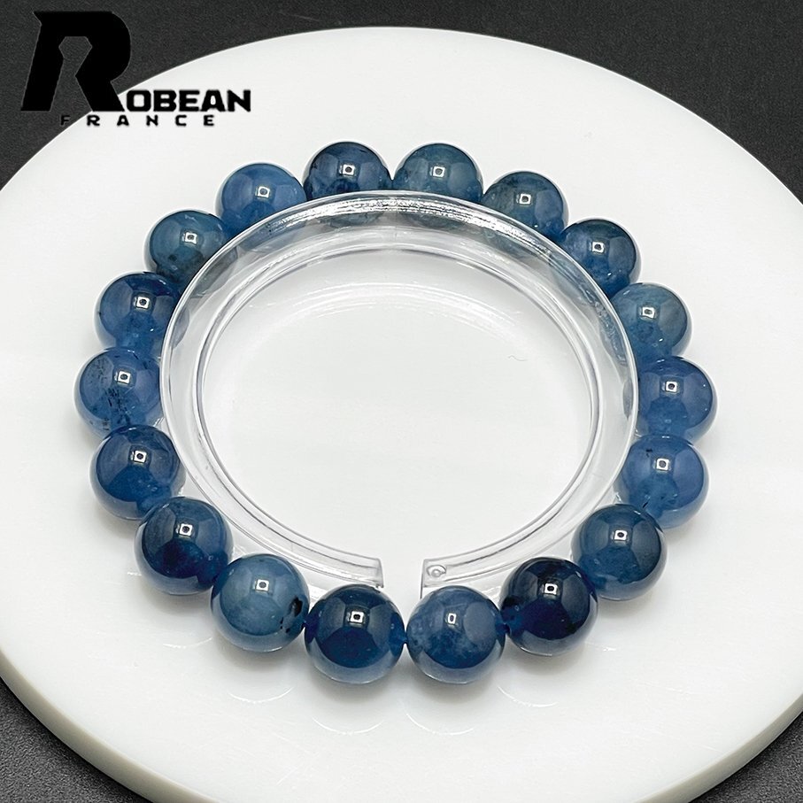 High quality EU made Regular price 60, 000 yen★ROBEAN･Blue green aquamarine★Power stone bracelet Natural stone Raw stone Beautiful amulet 11.1-11.4mm 1008J134, beadwork, beads, natural stone, semi-precious stones