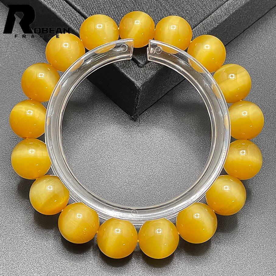 Highly praised EU made Regular price 50, 000 yen★ROBEAN/Golden Tiger Eye★ Bracelet Power Stone Natural Stone Rosary Beads Money Luck Amulet 11.4-12.3mm C402053, beadwork, beads, natural stone, semi-precious stones