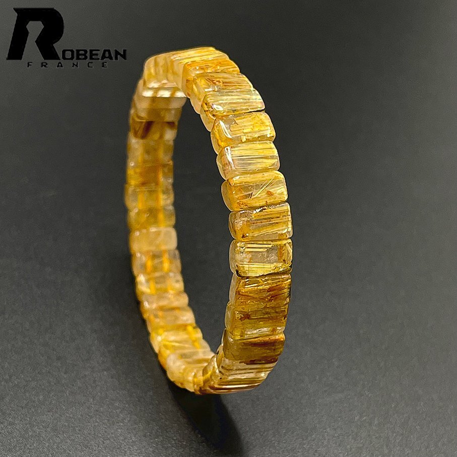 Highly praised EU made Regular price 80, 000 yen★ROBEAN･Titin Rutilated Bangle★Golden Needle Crystal Bracelet Power Stone Money Luck Amulet 9.1*4.9mm 1008J360, beadwork, beads, natural stone, semi-precious stones