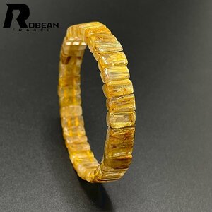 Art hand Auction 絶賛 EU製 定価8万円★ROBEAN･タイチンルチルバングル★黄金針水晶 ブレスレット パワーストーン 金運 お守り 9.1*4.9mm 1008J360, ビーズ細工, ビーズ, 天然石, 半貴石