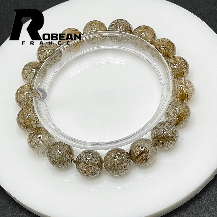 Alta calidad fabricado en la UE Precio normal 140, 000 yenes★ROBEAN･Rutilo plateado★Pulsera de piedra poderosa Cristal de aguja de plata Piedra natural Piedra cruda Hermoso amuleto 11.5-12.1mm 1001G1357, trabajo de perlas, rosario, piedra natural, piedras semi preciosas