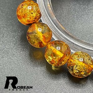 上品 EU製 定価5万円★ROBEAN・ゴールデンアンバー・琥珀★ブレスレット パワーストーン 天然石 綺麗 お守り 9.4-9.8mm 1008J052の画像5