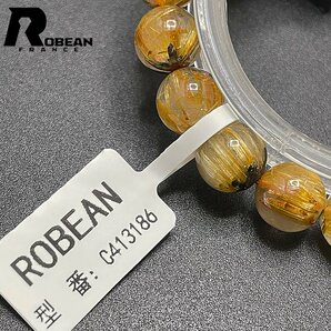 逸品 EU製 定価8万円★ROBEAN・太陽花タイチンルチル★黄金針水晶 金運 開運 ゴールド ブレスレット パワーストーン 9.9-10.6mm C413186の画像8