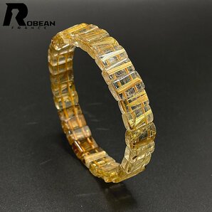 夢色 EU製 定価11万円★ROBEAN・タイチンルチルバングル★黄金針水晶 ブレスレット パワーストーン 金運 お守り 10.7*7*5.7mm C405101の画像1