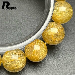 逸品 EU製 定価22万円★ROBEAN・タイチンルチル★黄金針水晶 金運 幸運 ゴールド ブレスレット パワーストーン 綺麗 13-13.8mm 1003k585の画像7