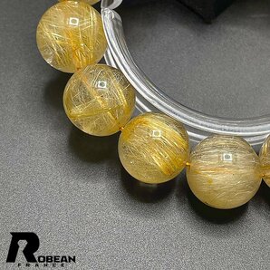 逸品 EU製 定価17万円★ROBEAN・タイチンルチル★黄金針水晶 ゴールド ブレスレット 九星開運 天然石 金運 お守り 15.9-16.6mm C1008J512の画像5