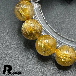 夢色 EU製 定価14万円★ROBEAN・タイチンルチル★黄金針水晶 ゴールド ブレスレット 九星開運 天然石 金運 お守り 10.9-11.2mm 1008J314の画像4