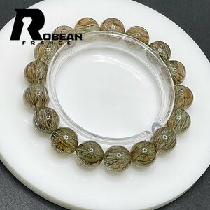 レア EU製 定価6万円★ROBEAN・グリーントルマリンルチルクォーツ★ブレスレット パワーストーン 天然石 綺麗 12.4-13mm 1001G1296