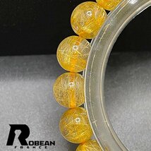 上級 EU製 定価8万円★ROBEAN・タイチンルチル★黄金針水晶 ゴールド ブレスレット 九星開運 天然石 金運 お守り 8.7-9.3mm 1001G693_画像3