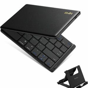 Bluetooth キーボード 折りたたみ式 ワイヤレス キーボード 157g 超軽量 レザーカバー ワイヤレスIOS/Android/Windows に対応 (Black)の画像1