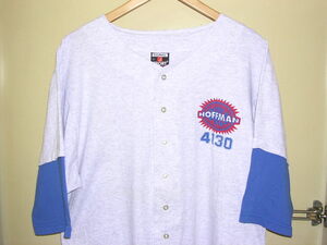 90s USA製 SIGNAL SPORT mega cotton HOFFMAN BIKES 4130 ベースボールシャツ L 白杢 vintage old ホフマンバイクス BMX Tシャツ