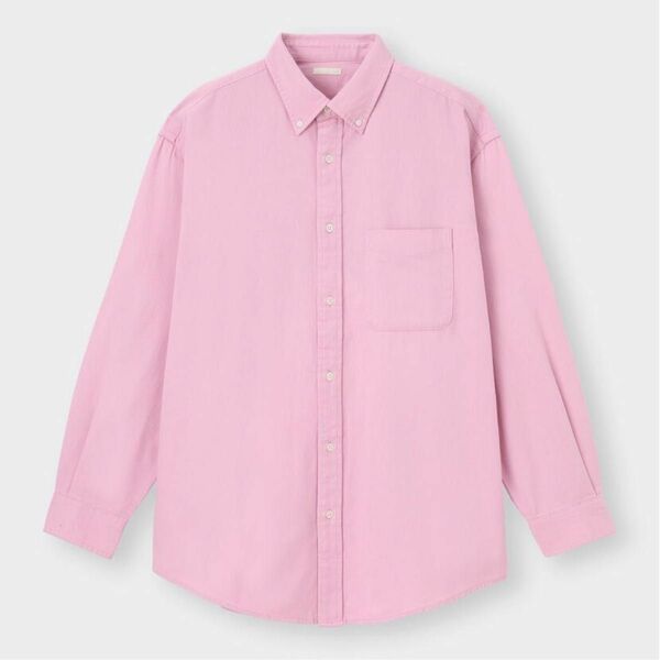 【GU】ツイルオーバーサイズシャツ ピンク M