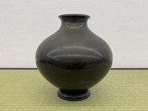 華道具 金工 眞峰 鳳凰紋 象嵌 花瓶 花入 花生 花器 共箱 骨董品 美術品 8796kbfzN_画像3