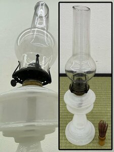 硝子 ランプ 高さ:約46cm ガラス アンティーク レトロ 骨董品 古美術品 3603tfzN