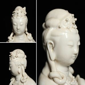 瓩07） 白磁 観音菩薩像 仏教美術 仏像 高さ30㎝ 骨董 古美術 の画像6