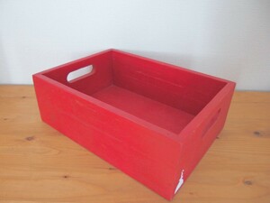 アンティーク風 レッド ウッドボックス/木製 収納 ケース 木箱 引き出し ナチュラル 北欧 おもちゃ箱 赤 小物入れ 雑貨 インテリア