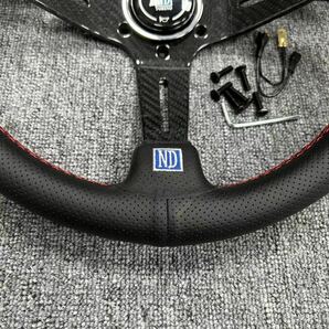 炭素繊維◆NARDI◆ステアリング スポーツステアリングホイール 高品質 車ハンドル PVCレザー 340mm 13インチ レース ドリフト ステアリングの画像6