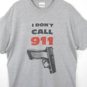 00s THE GUN STORE CLOCL,INC. ★ I DON'T CALL 911 Hanes メッセージ Tシャツ XL ★ 銃 ガン ストア 企業 USA アメリカ 古着 メンズ