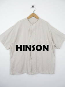 HINSON ヒンソン ★ ストライプ 半袖 ベースボールシャツ Ｍ ★ オーバーサイズ フリークスストア購入 ノーカラー ビンテージライク