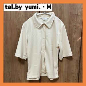 【しまむら】tal.by yumi 半袖　前あきプルオーバー　濃白　ベージュ　襟　夏服