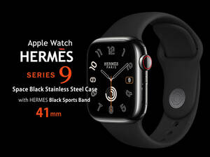 Apple Watch HERMES Series 9 スペースブラック 41mm ケース with HERMES Black Sports Band